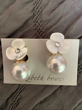 J.Elizabeth White Floral Pearl Drop Earrings